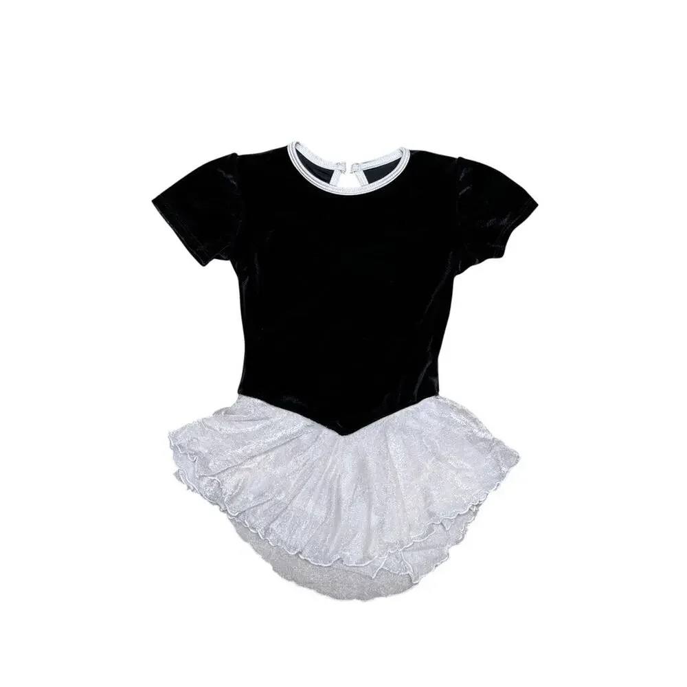 Vintage Just Skate Iceskating Dance Costume Leopard Black Velvet White Size 4T